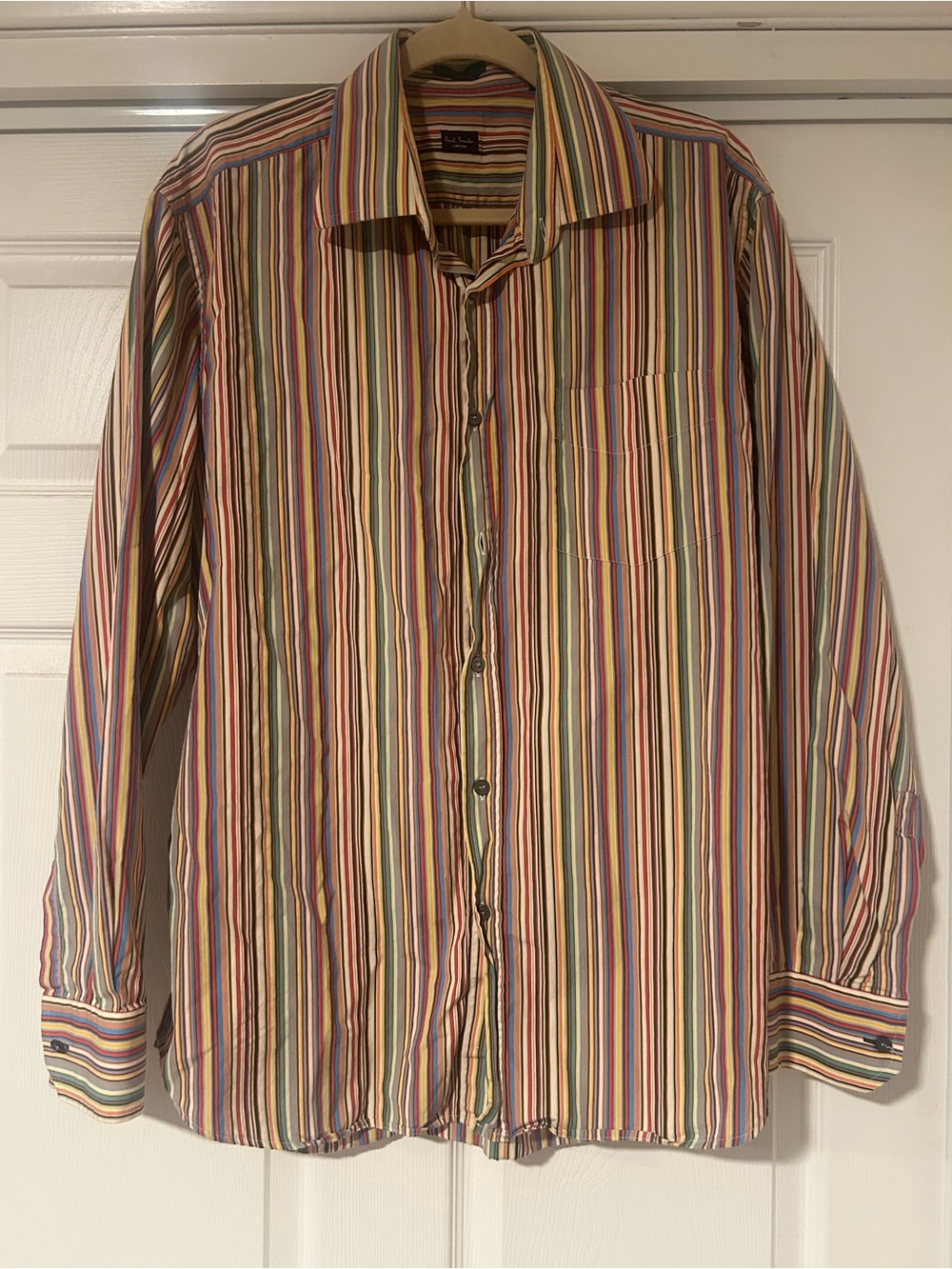 Paul Smith London Men's Striped Button Down Dress Shirt Point Collar 17.5  READ